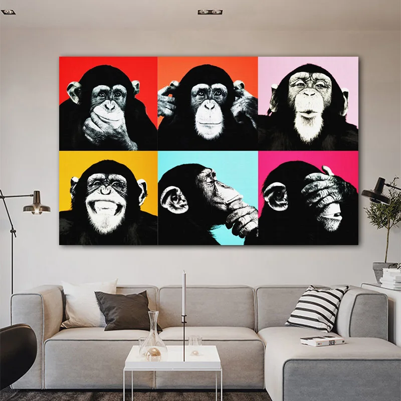 Andy Warhol Обезьяна горилла животное плакат Холст Картина домашний Декор стены Искусство картина для гостиной Детская комната спальня