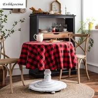 free shipping red black big plaid round tablecloth cover toalha de nappe concise manteles para mesa tafelkleed