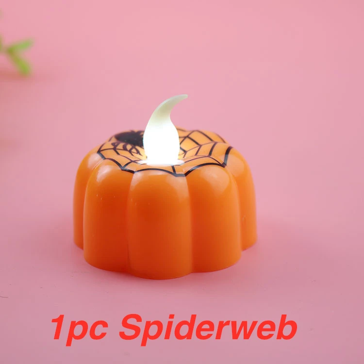 1pc Spiderweb 12 шт. тыквы лампы в форме свечи светодиодный свечи Чай огни украшения к Хэллоуину ветрозащитный лампы в форме свечи лампы для вечерние барный стол Декор - Цвет: 1pc Spiderweb
