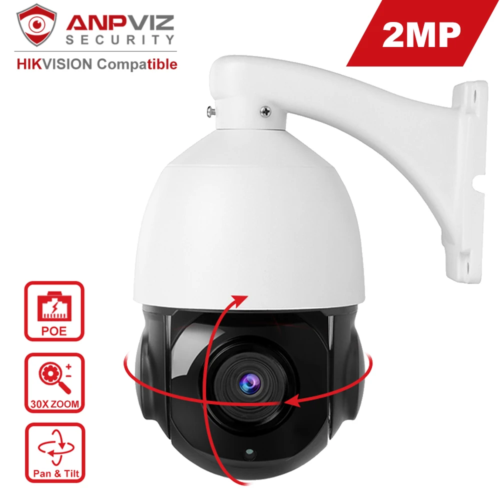Anpviz 1080P POE PTZ IP купольная камера наружная ONVIF 30X ZOOM Водонепроницаемая скоростная 2MP