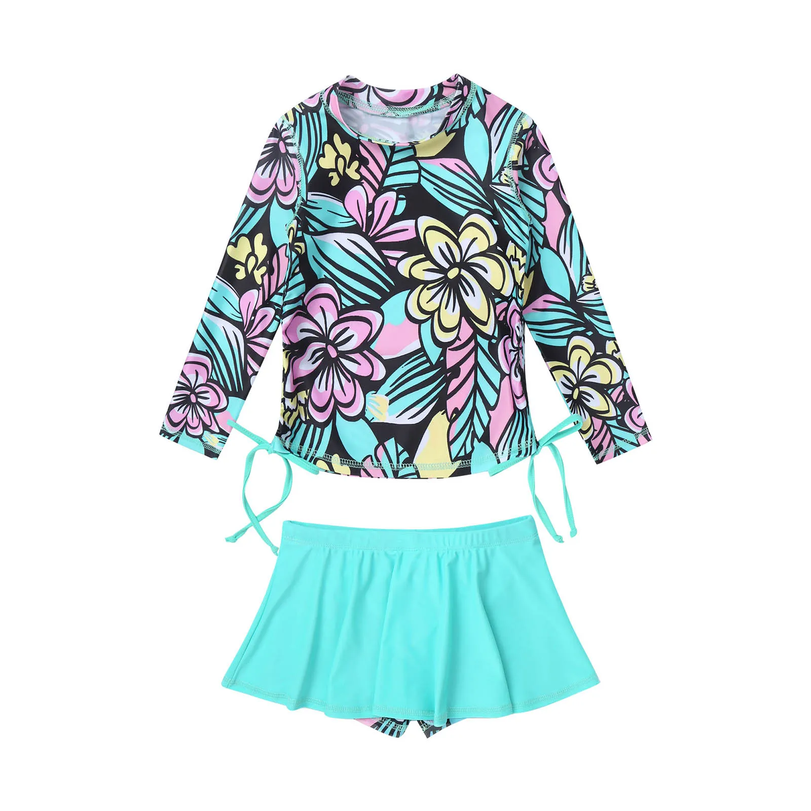 Купальник для девочек летний купальник с длинным рукавом защита от солнца От 4 до