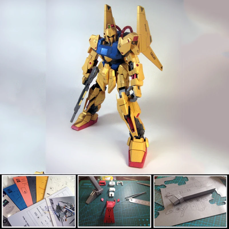 3D Бумага модель воина гундама MSN 00100 Hyaku Shiki Золотой истребитель 30 см Высота модели