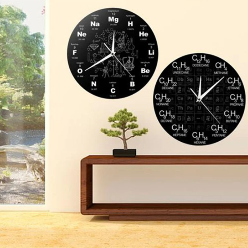 Periodic Table Of Elements Wall Art Decor Chemical Symbols Clock Educational Elemental Display Classroom Watch | Дом и сад