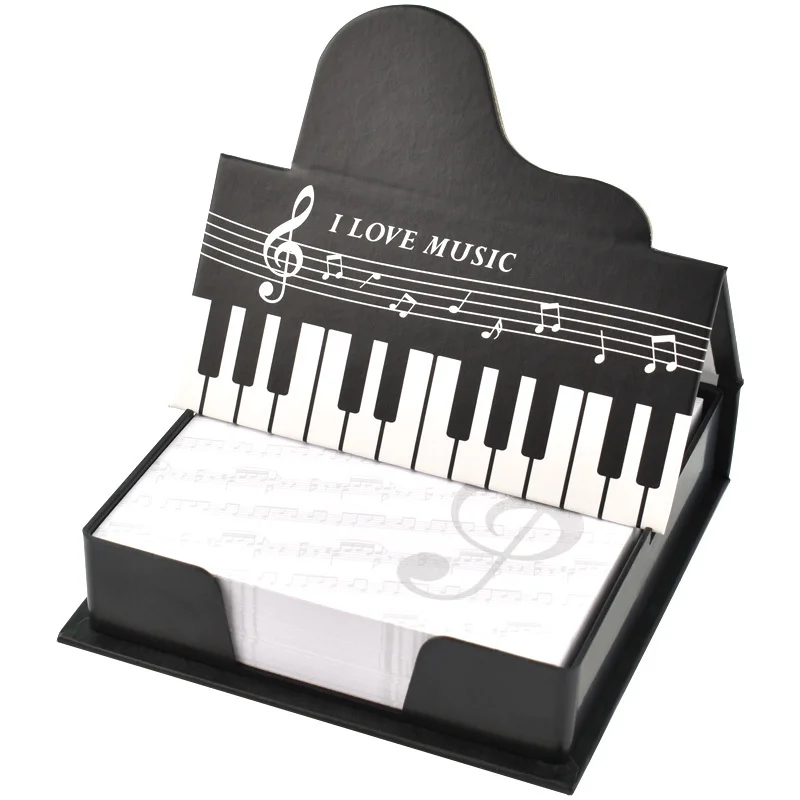 

Music Stationery Business Card Holder Gift Memo Paper Shape Memo Box With Paper Desk Decoration Display Stand Office Organizer