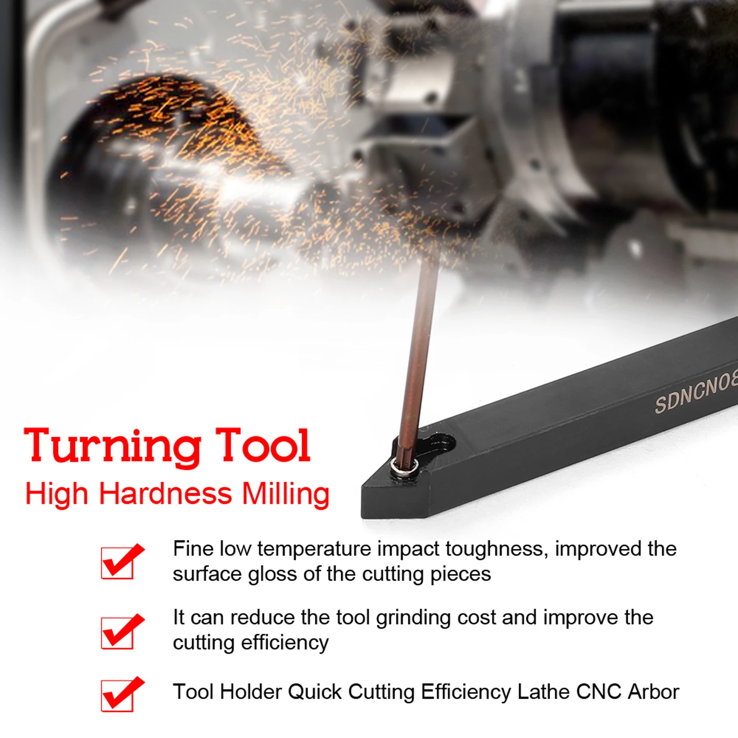 

High Hardness Milling Tool Holder 8mm 12mm Milling Tool HolderQuick Cutting Efficiency Lathe CNC Arbor with Insert and Wrench