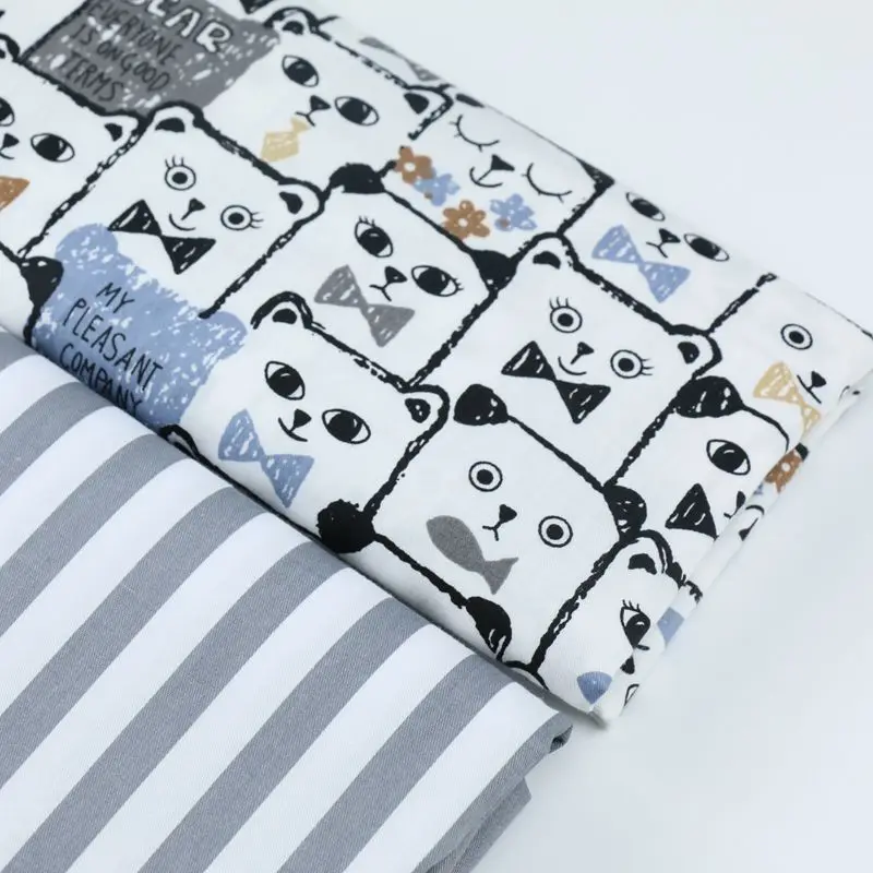 Саржевая ткань из 100% хлопка с принтом кошек для лоскутов материал