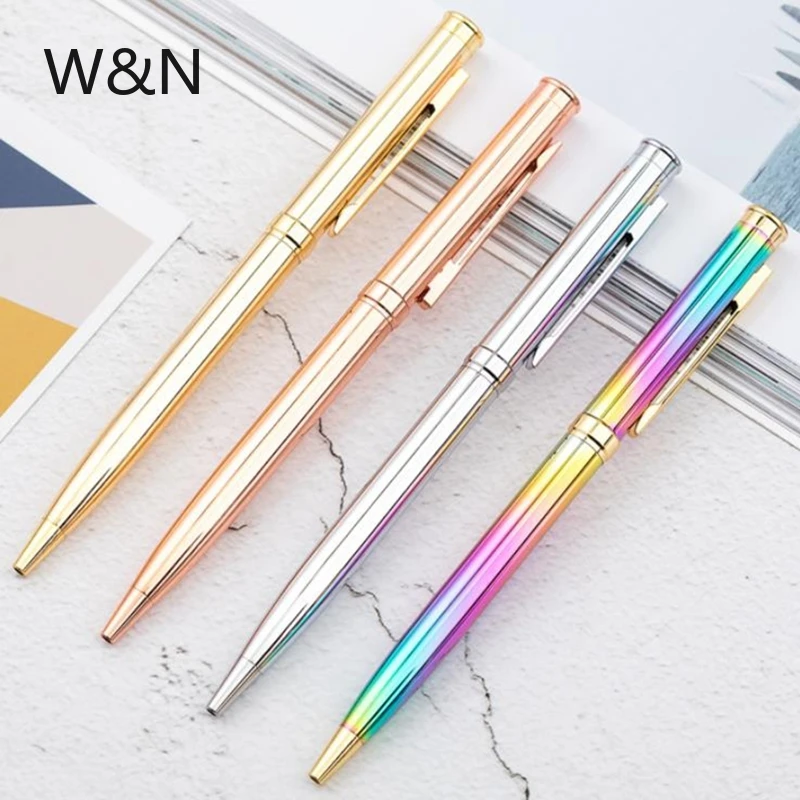 

Cute Kawaii Colorful Rainbow Rose Gold Metal Ballpoint Pen Luxury Pen for School Office Writing Supplies Student Stationery Gift