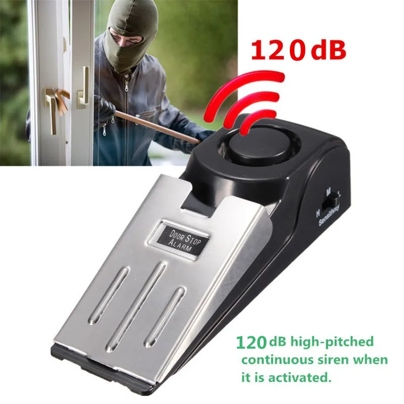 

120dB Universal Office Home Hotel Button Stainless Steel Door Resistance Alarm Door Stop Alarm