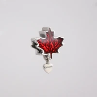 claudia authentic 925 sterling silver personality red maple leaf beads fit original charms bracelet necklace diy jewelry making