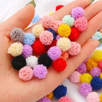 30pcslot 15mm korea lace ball diy gauze elastic flower pompoms craft plush mesh pendant for hairpins jewelry making accessories