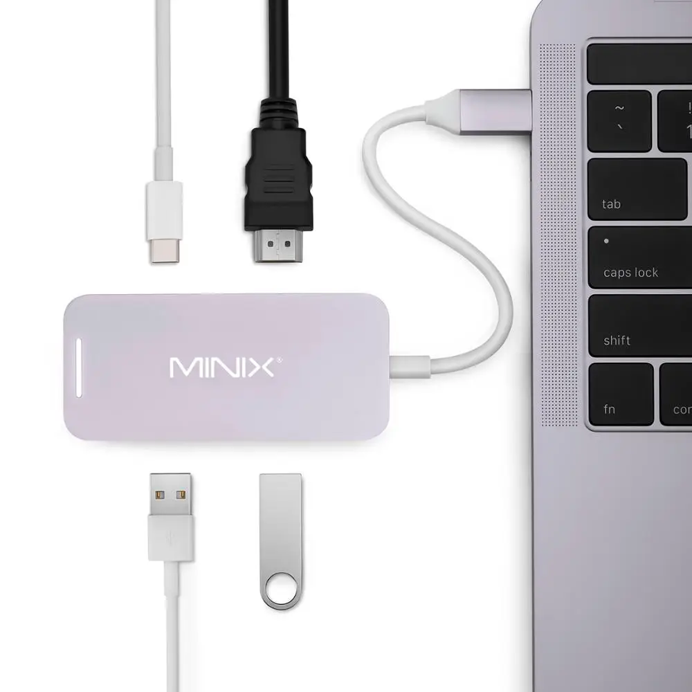 Адаптер MINIX NEO C Mini USB с мультипортами HDMI совместимый UHD (3840x2160) 30 Гц USB3.0 серый