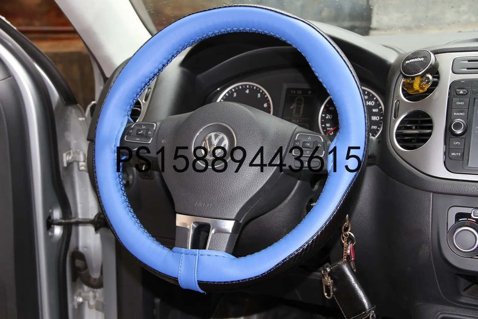 

DIY Style PVC Steering Wheel Skin Wrap Cover Blue & Carbon Fiber Perfect Fit New pattern Interior