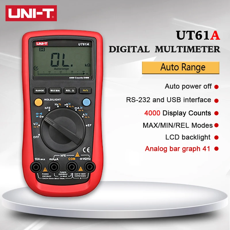 UNI T UT61A Цифровой мультиметр True RMS AC DC метр программное обеспечение CD и данные