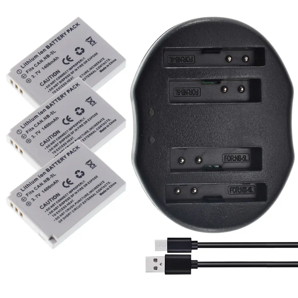 3x NB 5L Батарея + Dual USB Зарядное устройство зум объектив для Canon PowerShot SD990 SX210 является