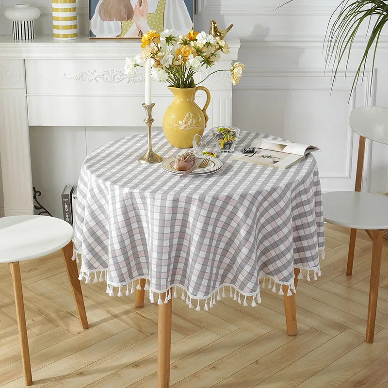 

New tablecloth ins wind fresh plaid cotton and linen desk home decoration tablecloth tablecloth table mat