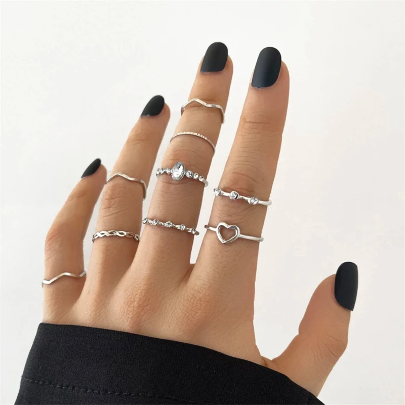 

2021 Fashion Simple Design Vintage Joint Ring Set Women's Jewelry Korean Style Joint Ring anillos joyería mujer