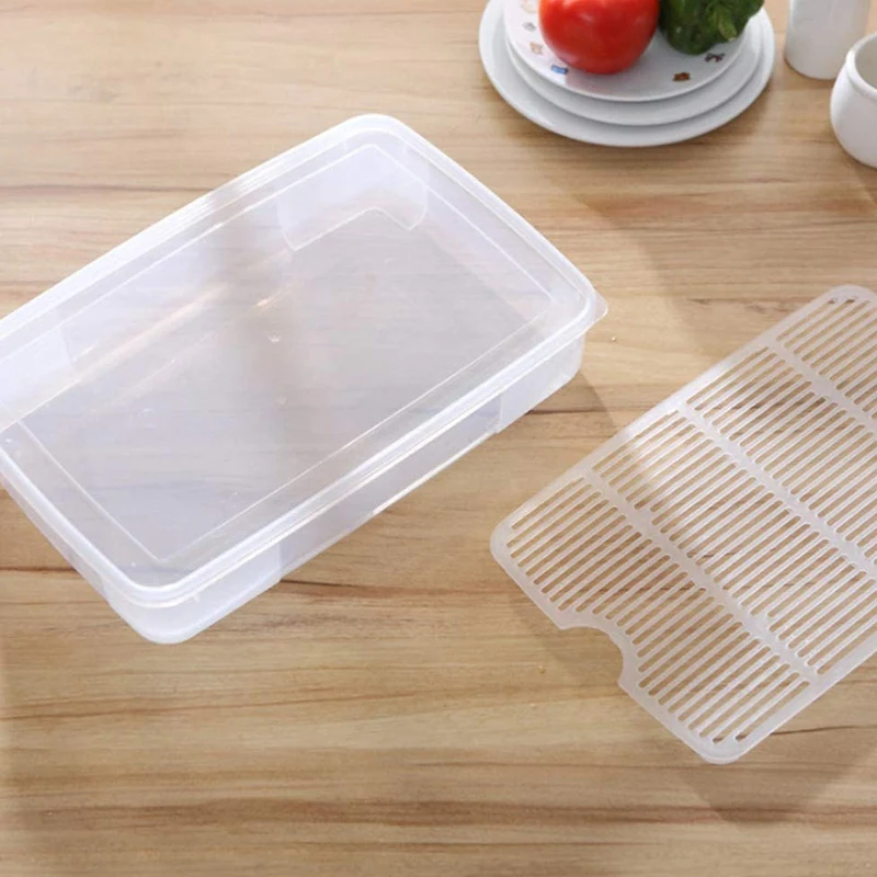 

Food Storage Container Plastic Food Containers with Removable Drain Plate and Lid Stackable Portable Freezer Storage