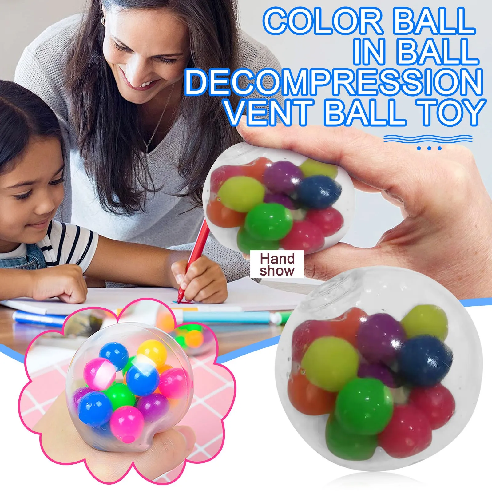 

AntiStress Face Reliever Colorful Ball Autism Mood Squeeze Relief Healthy Toy Funny Gadget Vent Toy For Kids Decompression Ball