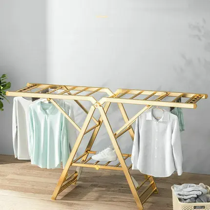 

All-metal household folding clothes ladder, portable folding aluminum alloy drying rack, floor-standing wing-shaped clothes rail