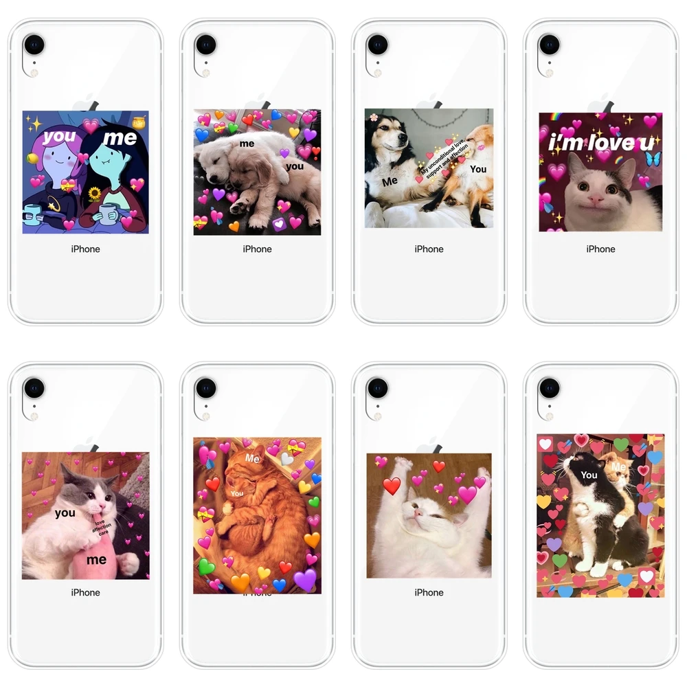 Мягкий силиконовый чехол для iPhone X XR XS MAX 8 7 6 S Funny Cat Dog Heart Plus|Бамперы| |