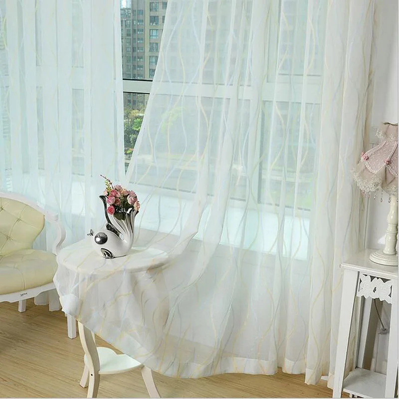 В полоску вуаль шторы для спальни простой современный деревенский загородный