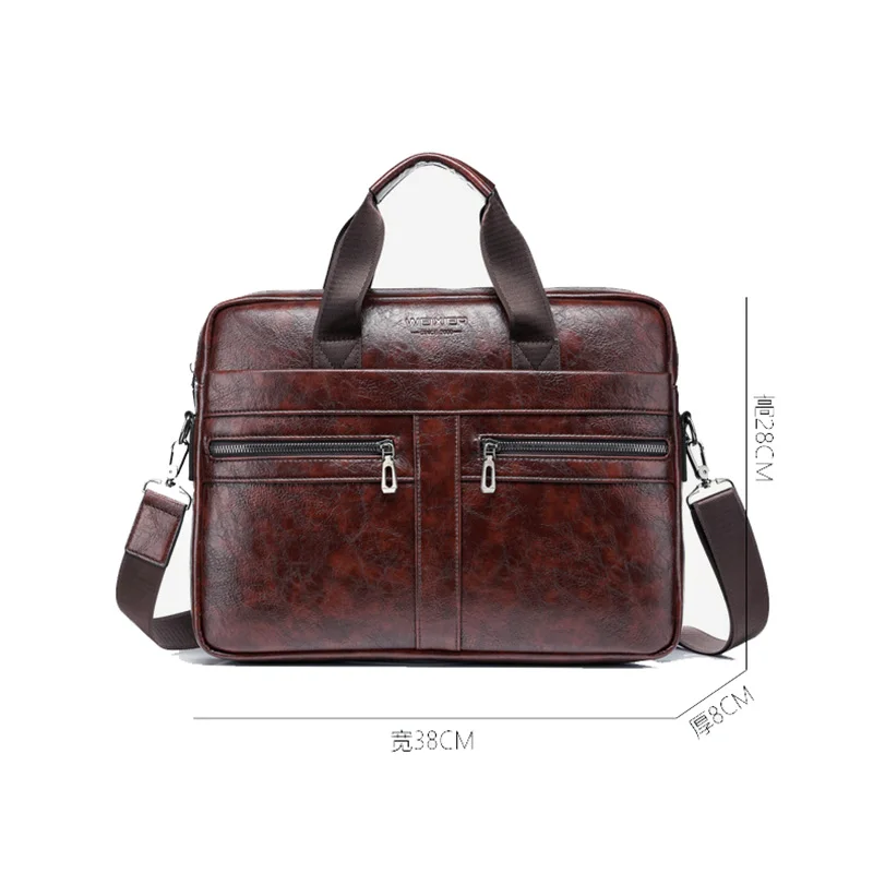 

Fashion Men's Briefcases Pu Leather Office Tote Bags Brand Man Casual Laptop Bag Vintage Business Briefcase Bag for Documents