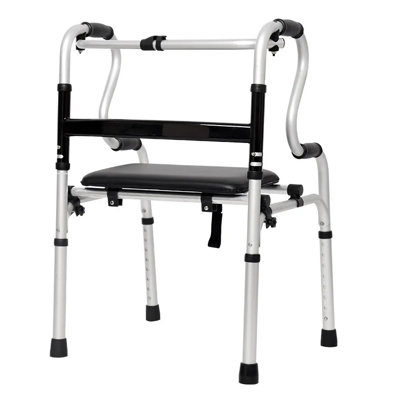 

Walking aid with seat aluminum alloy four legged crutch for the disabled walking aid for the elderly Climbing Stick