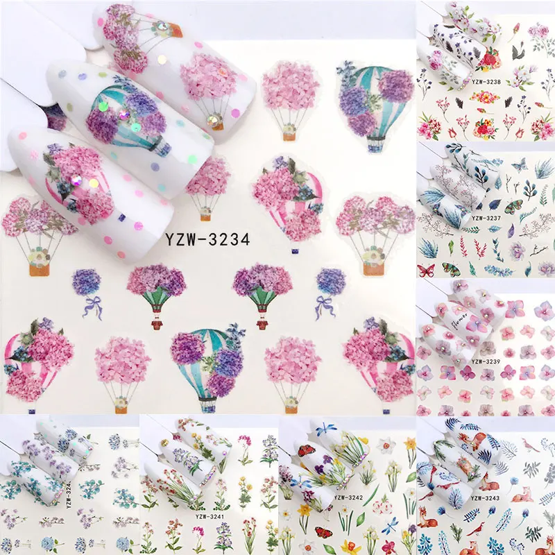 Spring Summer Sticker Animal Design Nail Sticker Flower Floral Sticker Manicures Tools Water Decals Transfers Nail Art Fashion