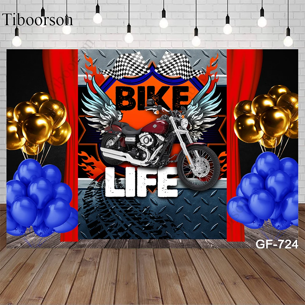 Children Birthday Party Bike Life Backdrop Motorcycle Race Theme Decorations Boy Car Vinyl Background Photocall Studio Props