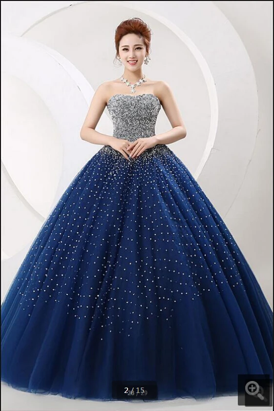 

2020 Vestido de festa royal blue ball gown heavily beading sparkly prom dress strapless sweetheart neckline sweet 16 prom gowns