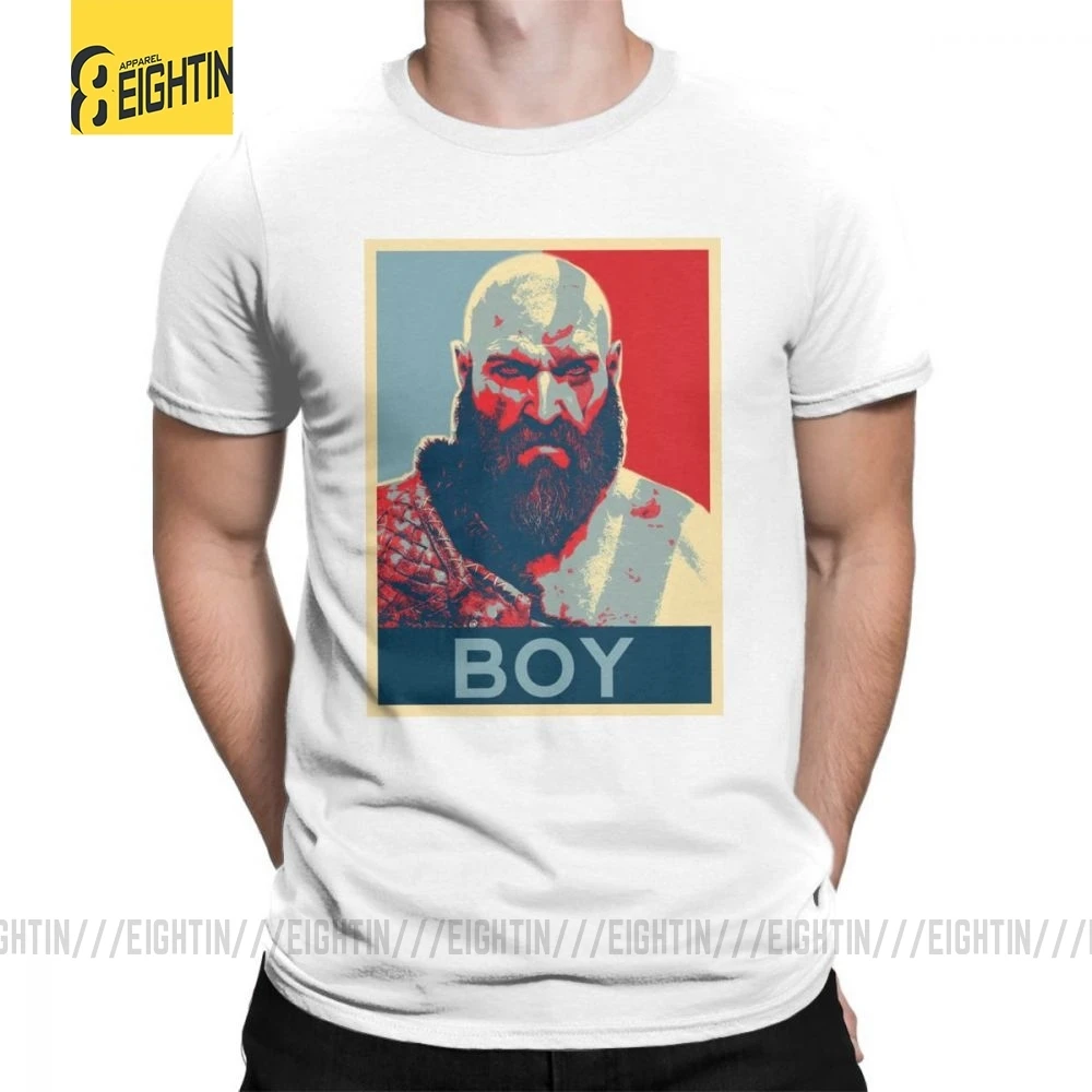 Мальчика God Of War Мужская футболка в винтажном стиле 100% хлопок с коротким рукавом