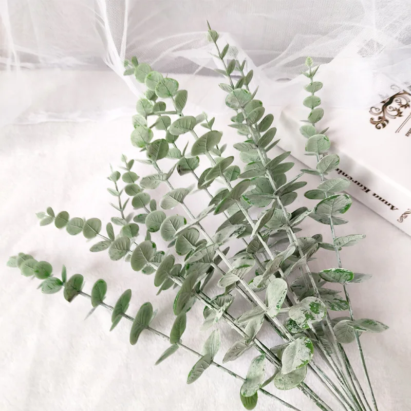 Plastic Eucalyptus Leaves Fake Plant Branch Flower Material DIY Flower Wall Wedding Wreath Greenery Plant Leaf Decor Home Garden images - 6