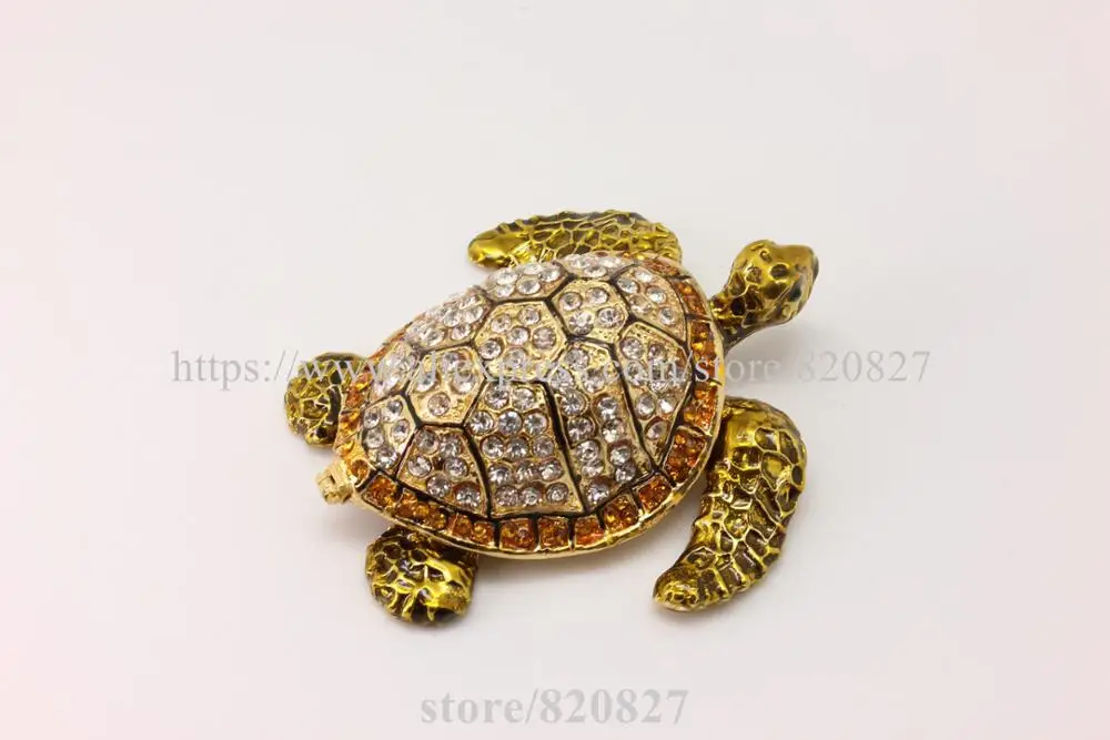 Trinket Turtle Shape Jewelry Box Turtle Trinket Jewelry Box with Crystals Turtle Collectible Crafts