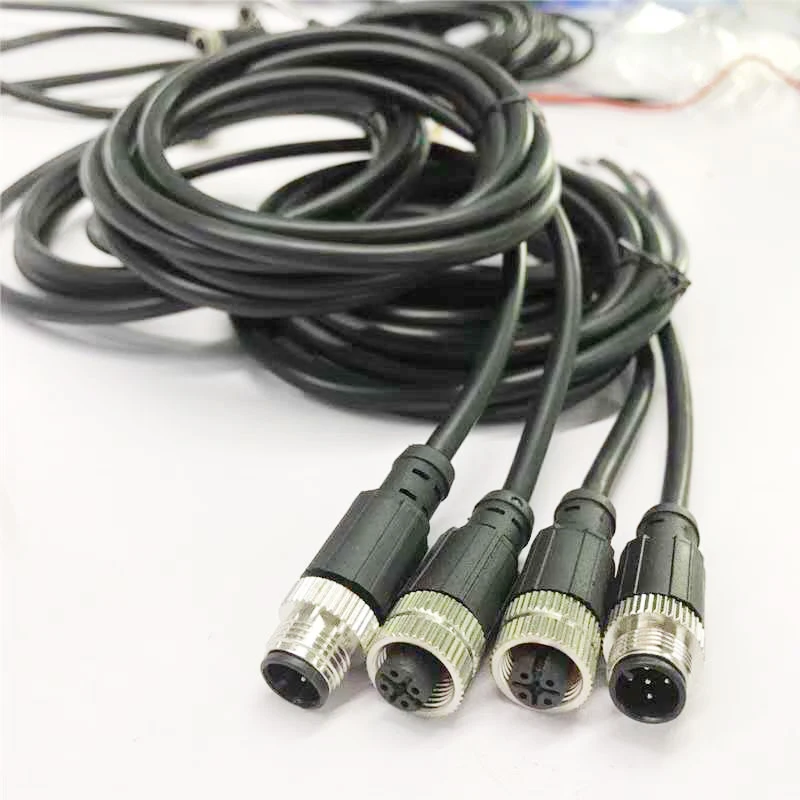 

Straight/Right Angle Bend Waterproof 4pin 5pin 8pin 12pin M12 Sensor Connector Injection Aviation Male Female Plug 5M Cable Wire