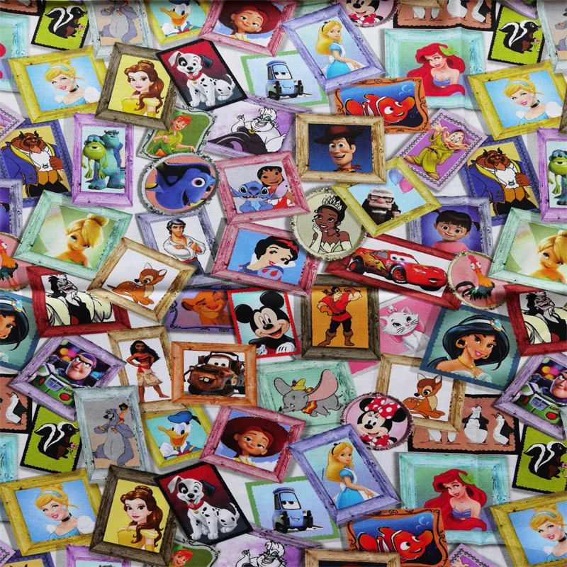 

Фоторамка с персонажами Диснея, 100% хлопок, ткань для девочек, одежда, домашний текстиль, наволочка, занавеска, Рукоделие, сделай сам
