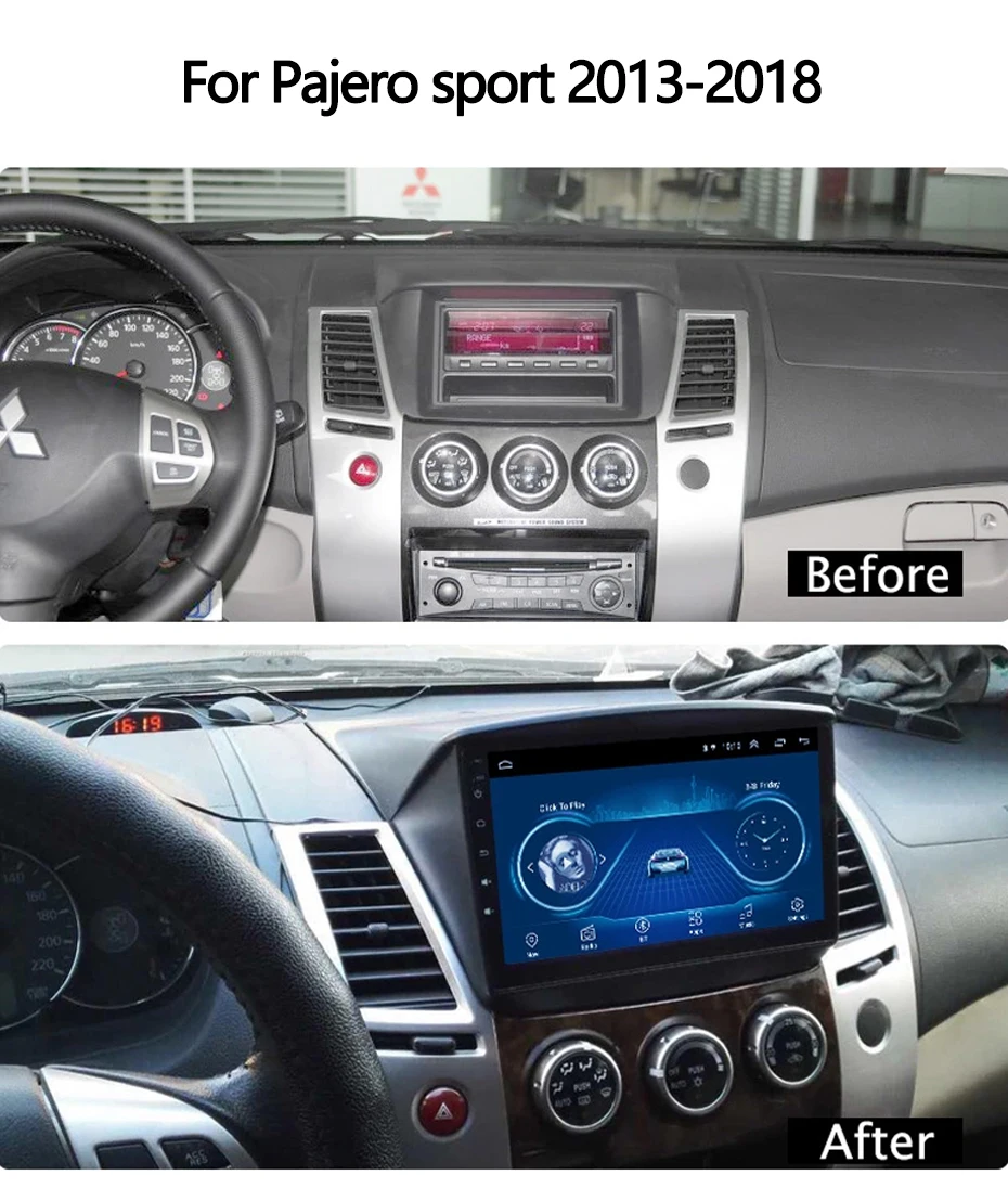 9" Android 10.0 Car Multimedia DVD player Radio For Mitsubishi Pajero sport 2013-2018 GPS Navigation Stereo Audio Mic No 2 Din |