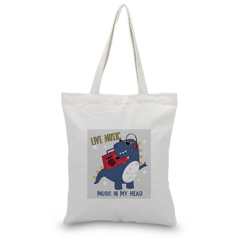 Холщовая Сумка-тоут с рисунком динозавра из мультфильма сумка для ежедневного