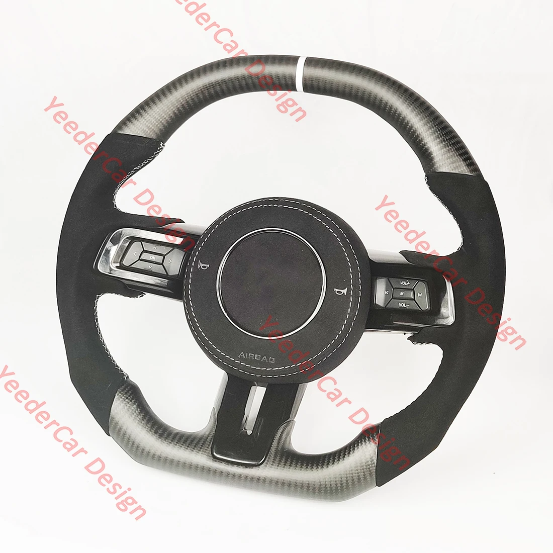 

Carbon Fiber Steering Wheel Perforated Leather for Ford Mustang 2015-2021
