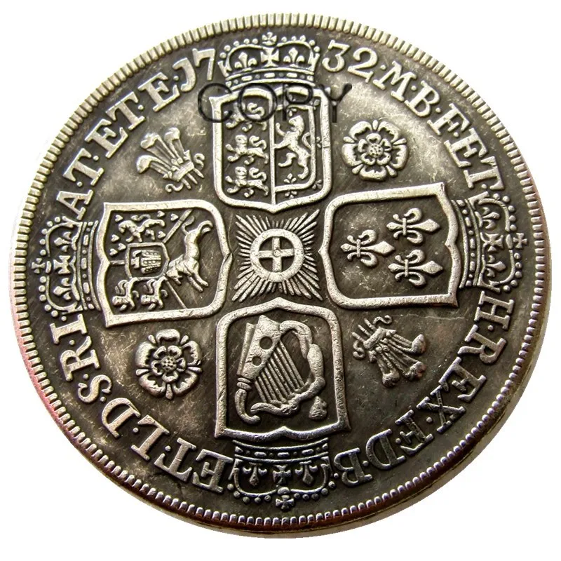 UF (84) Великобритания 1732 Джордж II одна Корона Посеребренная копия