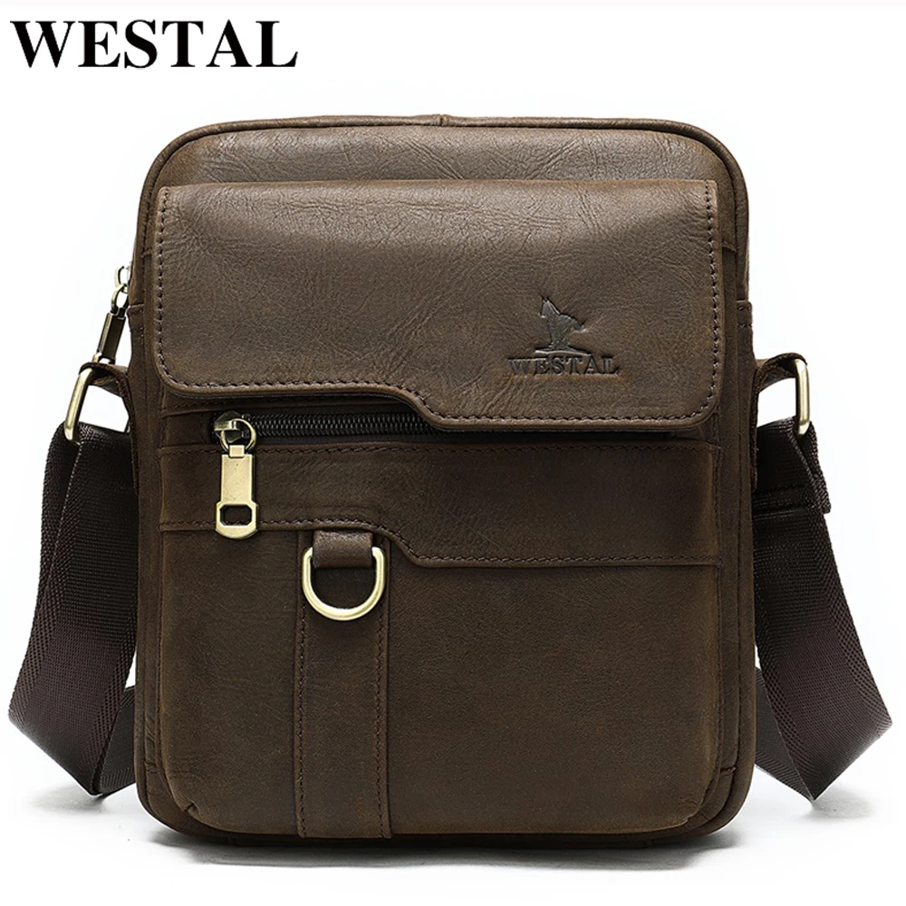 Сумка на плечо WESTAL мужская из натуральной кожи винтажный саквояж однотонный