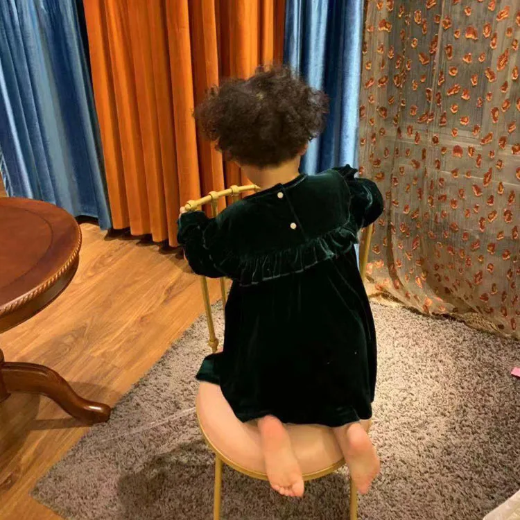 Осенне-зимнее платье для малышей однотонные платья с длинными рукавами