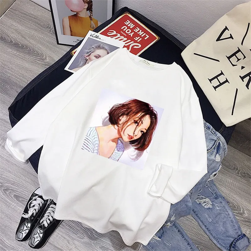 Picture 5 Футболка парная одежда странные вещи Harajuku Camiseta Feminina размера плюс XXXL белые футболки топы с принтом длинный рукав осень - Цвет: Picture 5