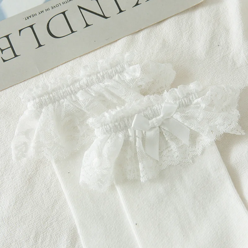 

Women Harajuku Sweet Retro Lace Short Socks Lolita Frilly Ruffle Cotton Princess Socks Girls Soft Comfortable Solid Socks