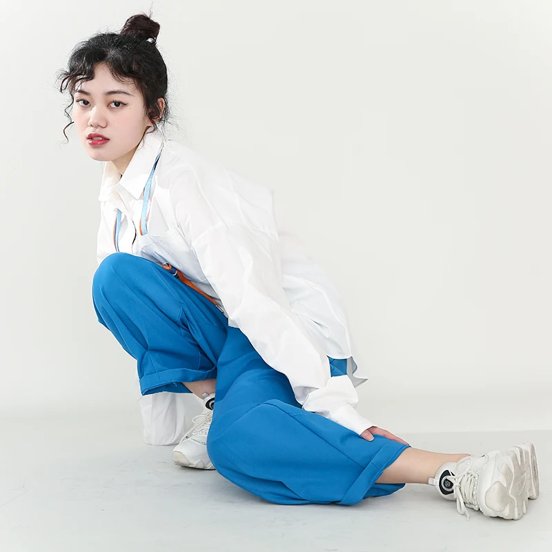 

[EAM] Women String Bandage Big Size White Blouse New Lapel Long Sleeve Loose Fit Shirt Fashion Spring Autumn 2021 1DD451100