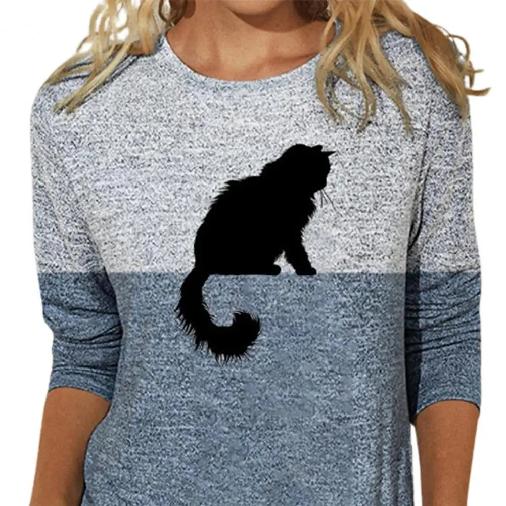 Модная футболка с рисунком кошки принтом женская на каждый день круглым вырезом