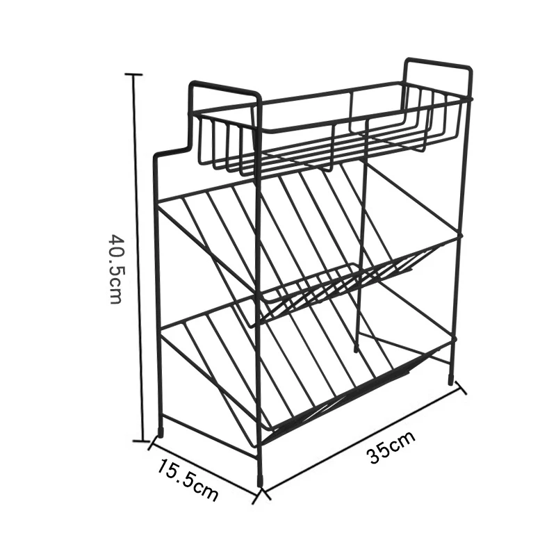 

Double Layer Stainless Steel Kitchen Shelf Organizer 3 Layer Iron Flavoring Rack Multi-storey Metal Large Capacity Storage Rack