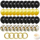 Шары латексные с конфетти, золотистыечерные, 100 шт.