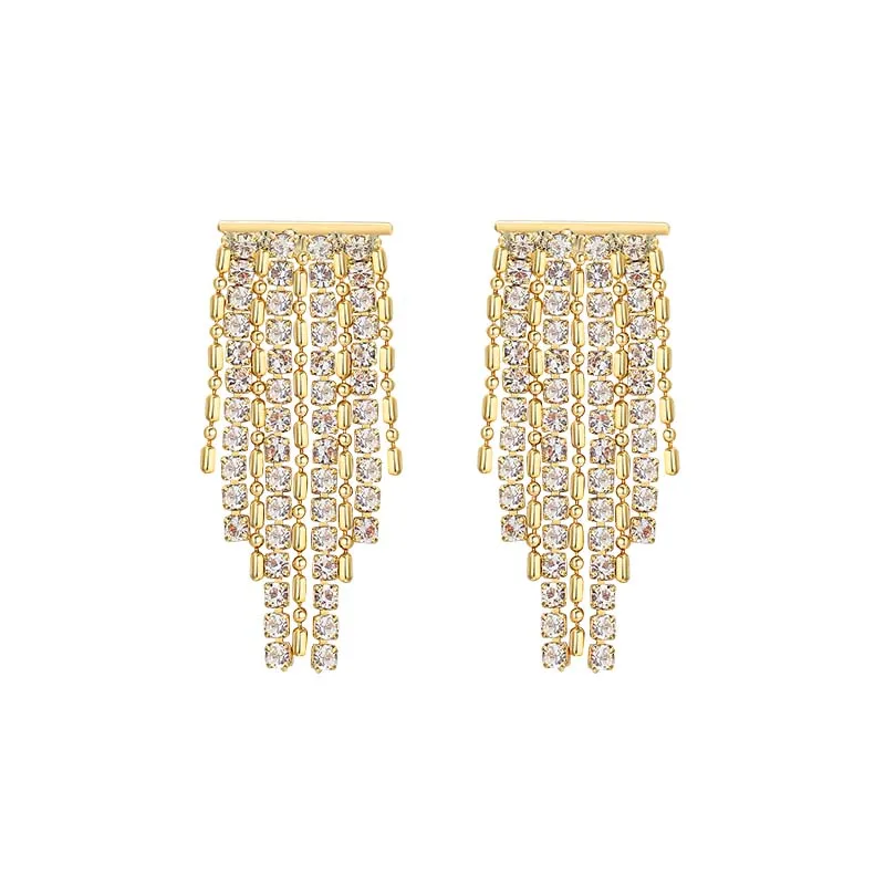

JIAN New Fashion Crystal Earrings for Women Elegant Bohemian Bling Tassle Earring Accessories Bridal Wedding Party Jewelry Gifts