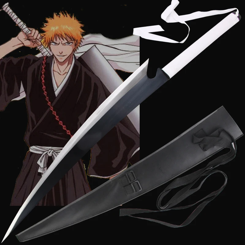 For Bleach Anime Zangetsu Kurosaki Ichigo Sword Dual Wield Blade Real Steel Plating Cosplay Props Decorative