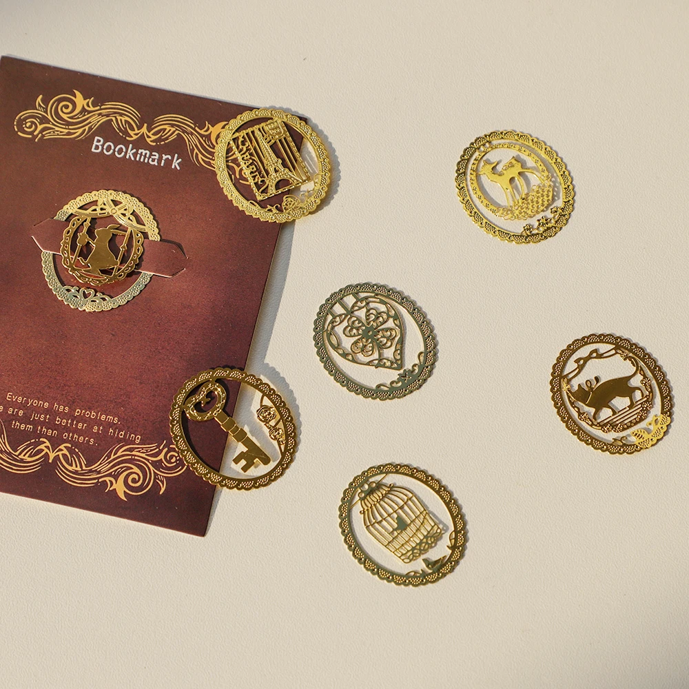 

7Pcs/Set Vintage Lace Metal Bookmarks Retro Hollowed Out Paper Clip Stationery Teachers Students Gift Office School Supplies